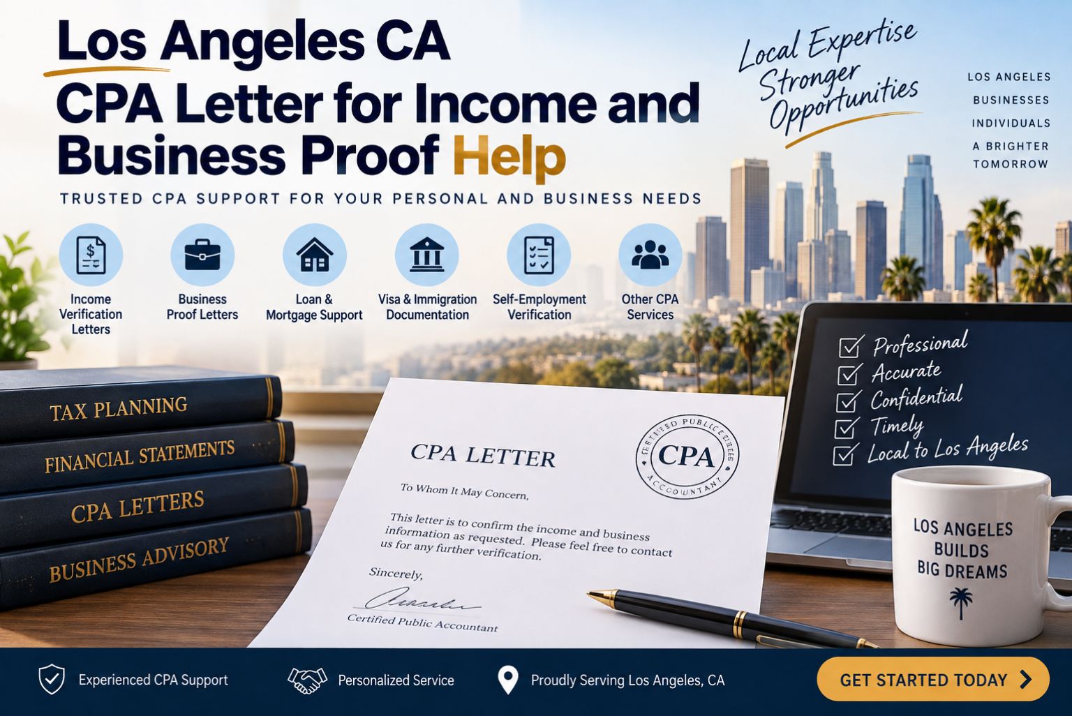 Los Angeles CA CPA Letter for Income and Business Proof Help
